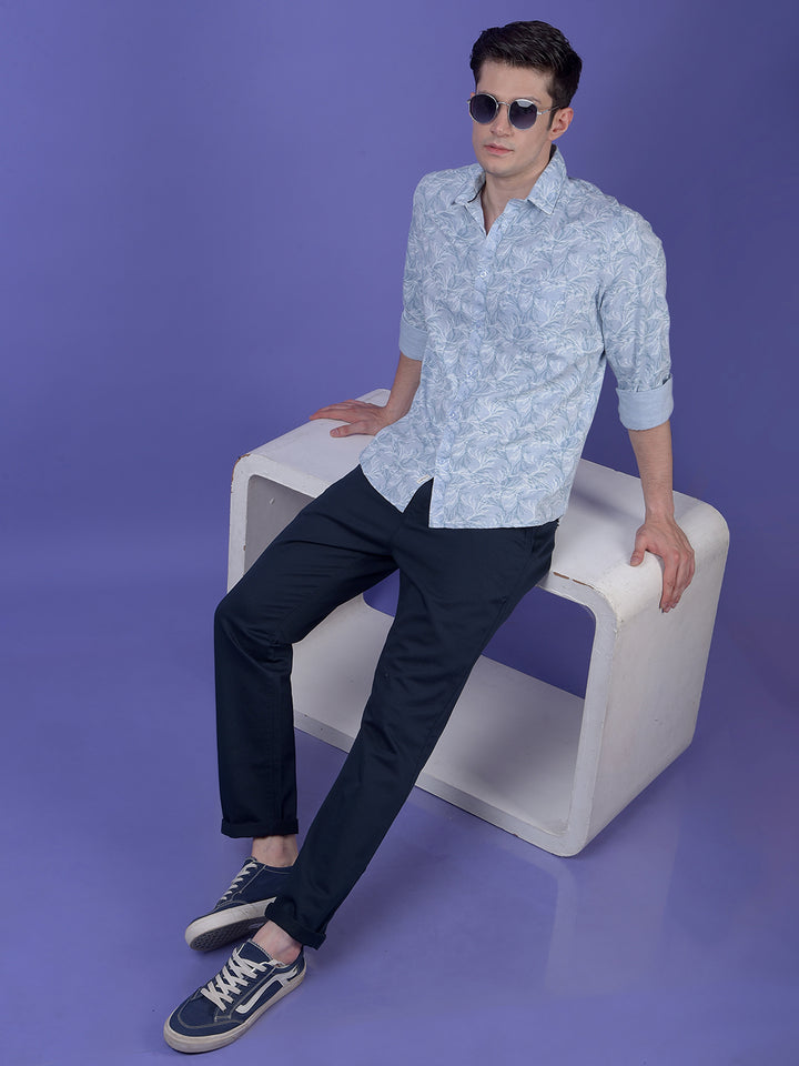 Blue Floral Print Shirt