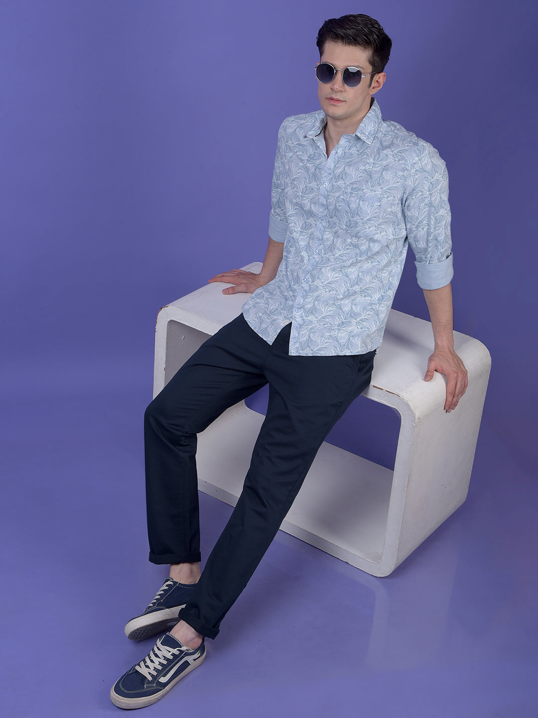 Blue Floral Print Shirt