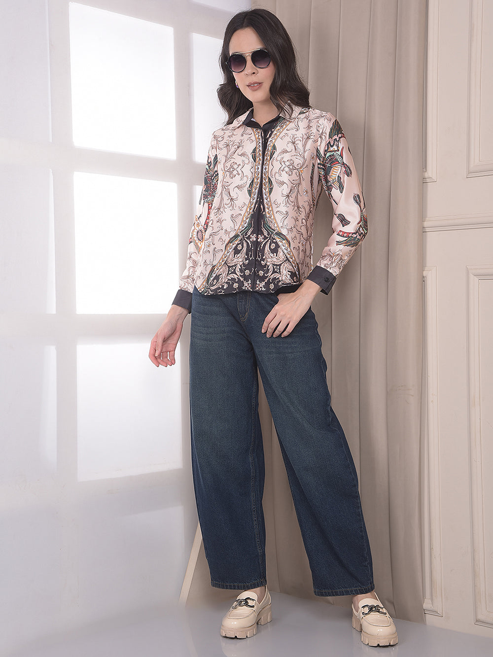 Blue 100% Cotton Barrel Fit Jeans