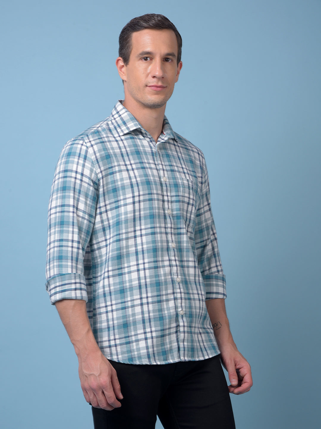 Green Checked 100% Cotton Shirt