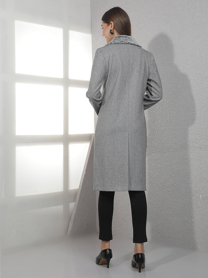 Grey Shawl Collar Longline Overcoat