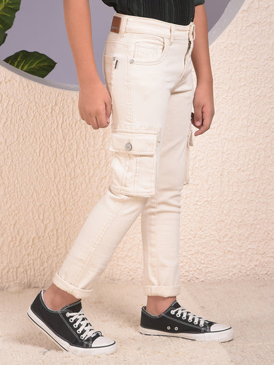 Beige Straight Cargo Jeans