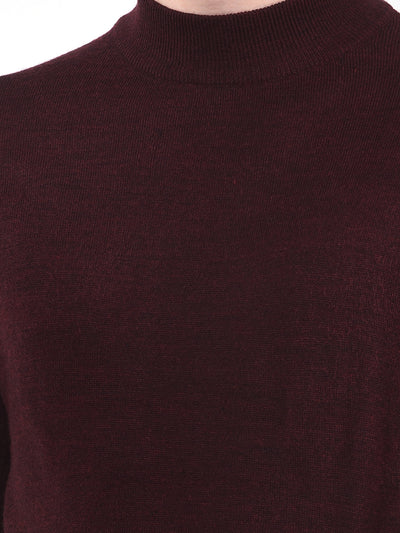 Deep Maroon Soft Acrylic Regular Textured Sweater