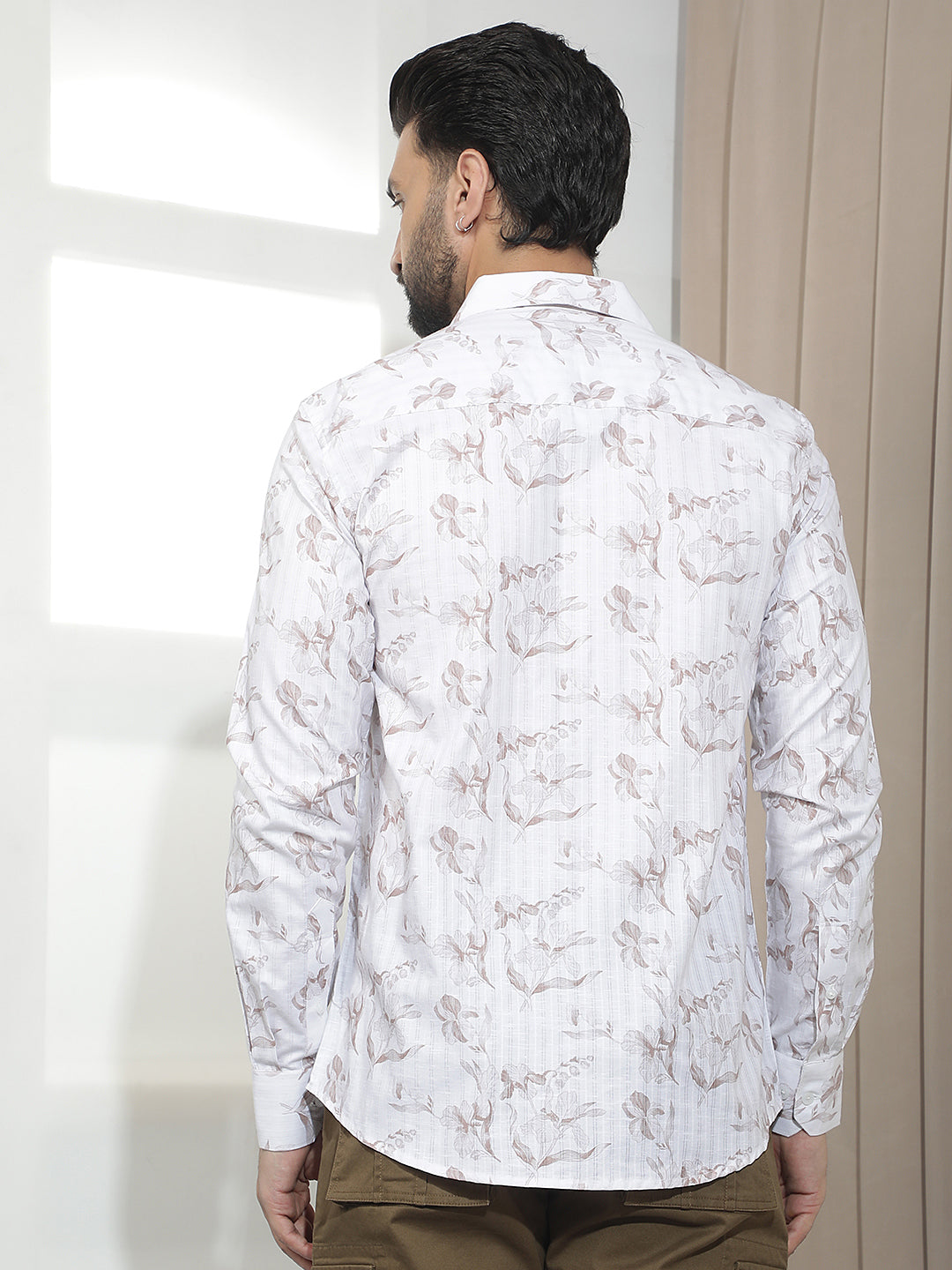 White Floral Print Shirt