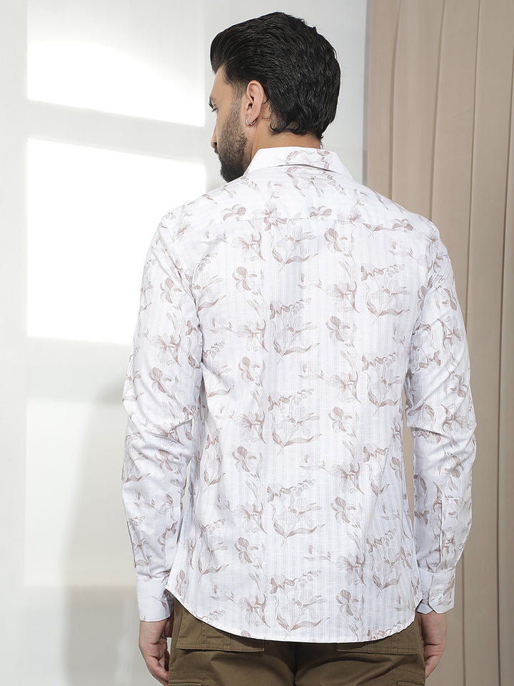White Floral Print Shirt