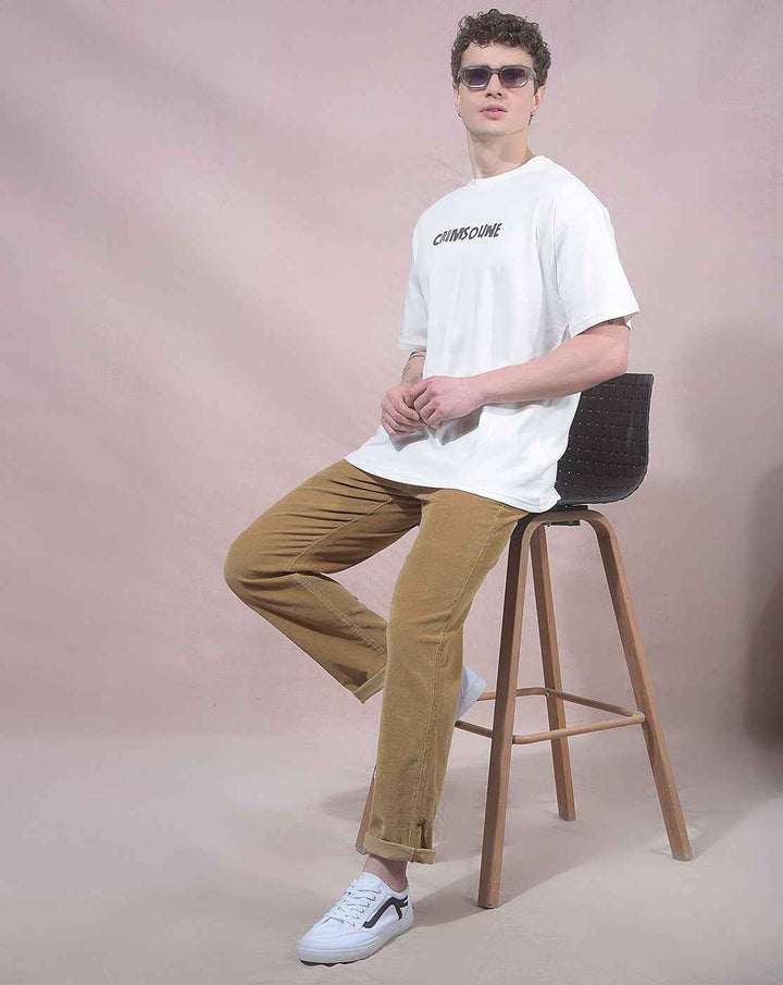 White Graphic Print 100% Cotton Oversized T-Shirt