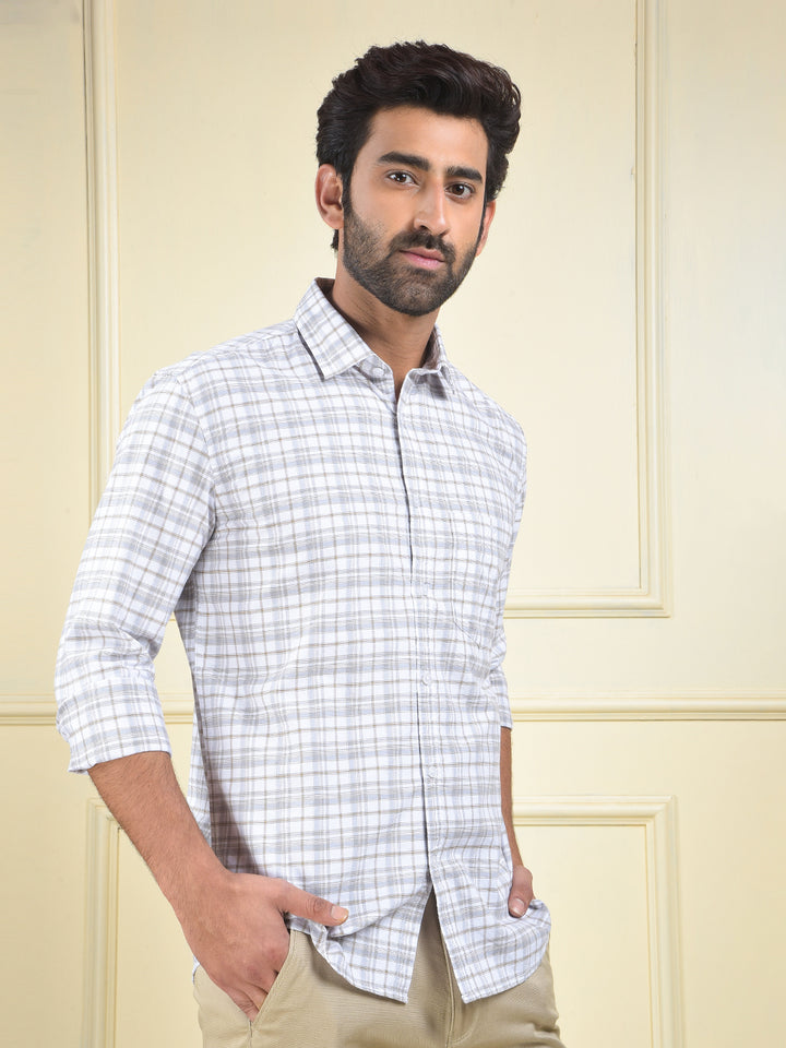 Grey Checked 100% Cotton Shirt