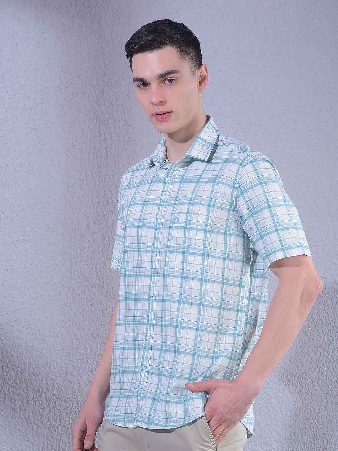 Green 100% Cotton Checked Shirt
