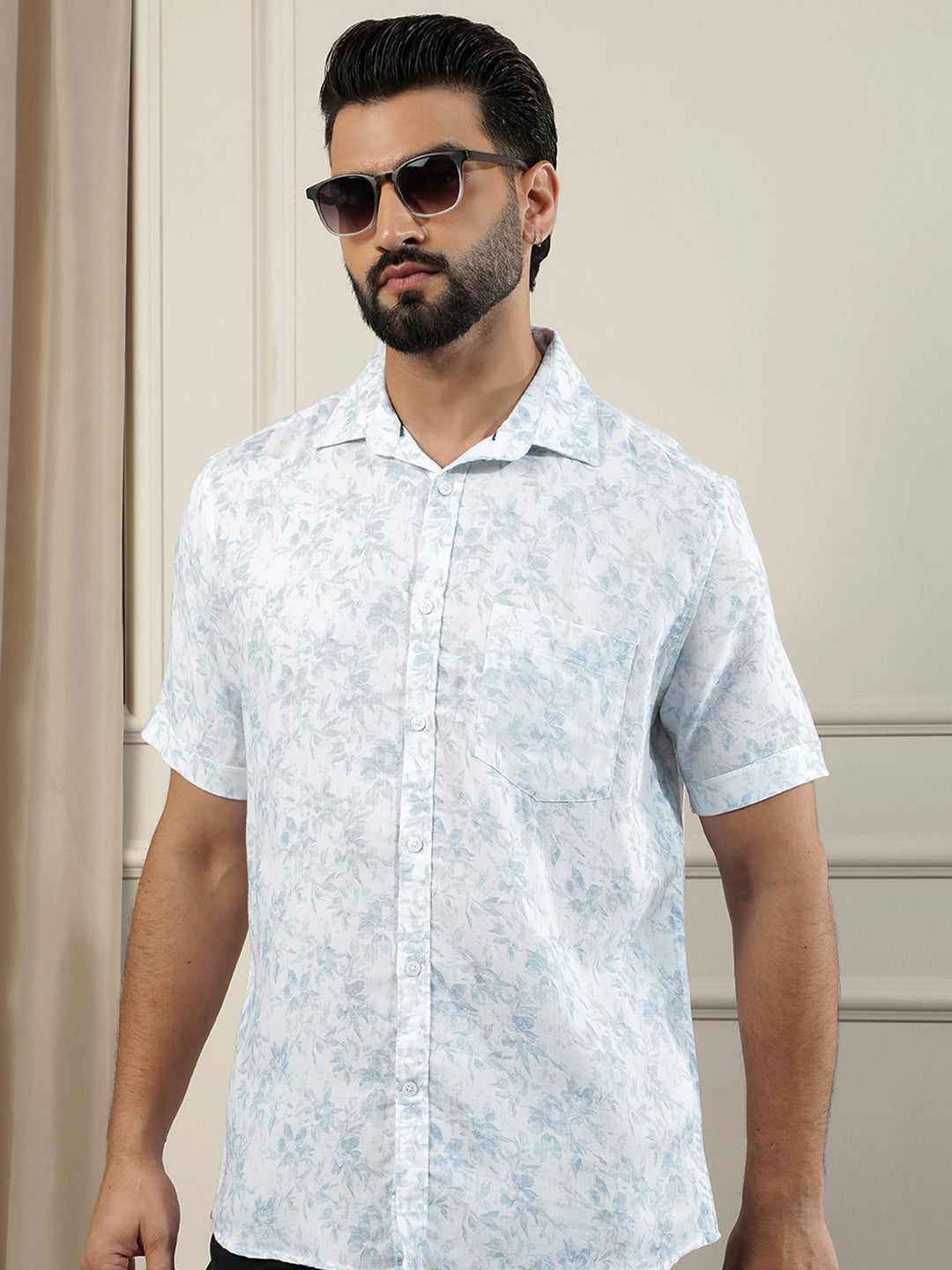 Blue Floral Print Shirt