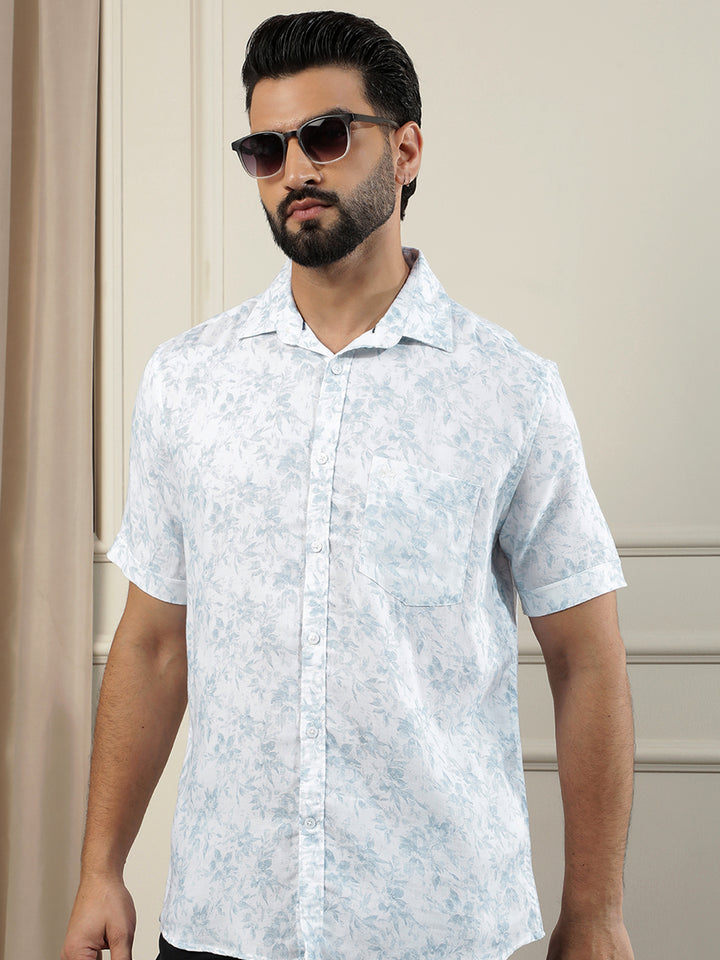 Blue Floral Print Shirt