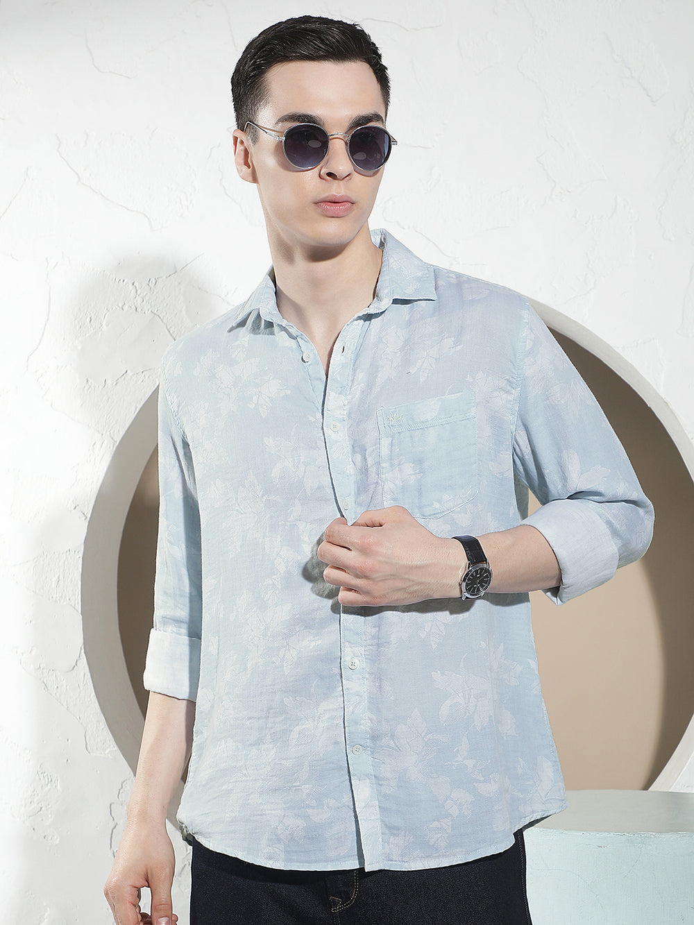 Blue Floral Print Shirt