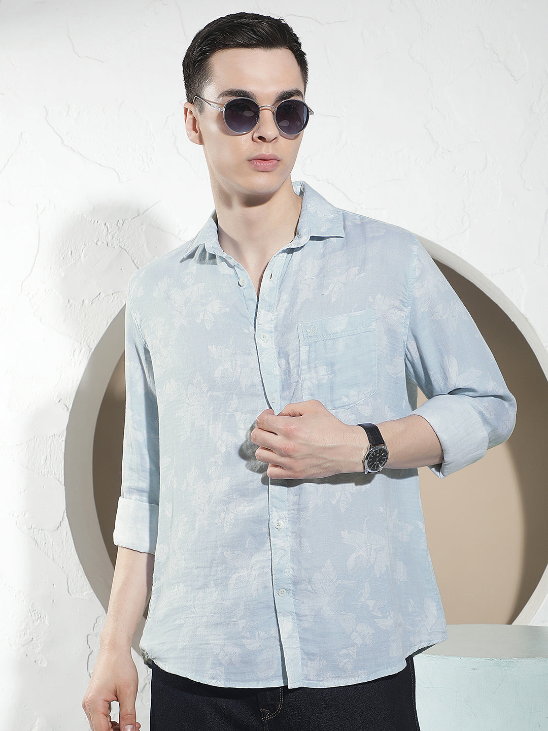 Blue Floral Print Shirt