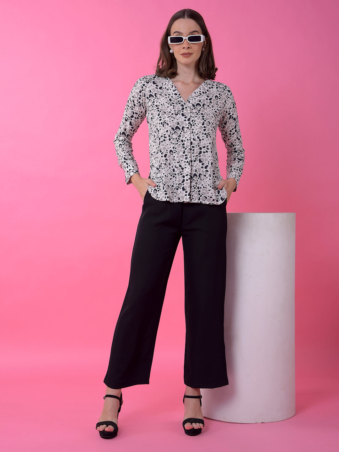 Black Wide-Leg Parallel Trousers