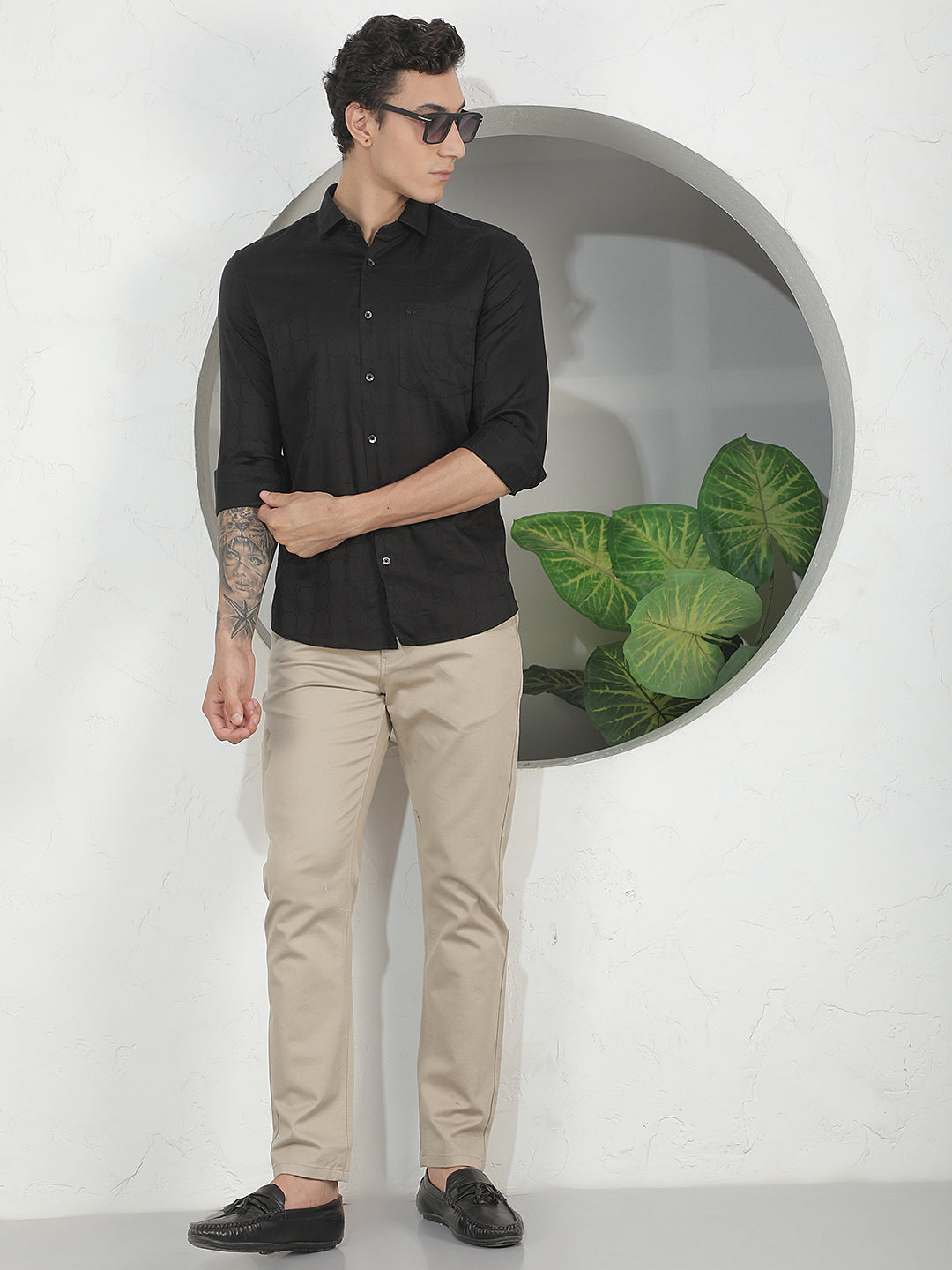 Minimalist Raven Black Jacquard Shirt