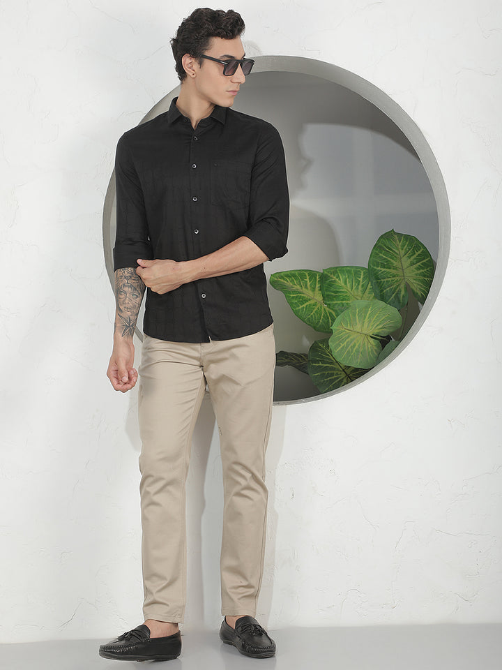 Minimalist Raven Black Jacquard Shirt