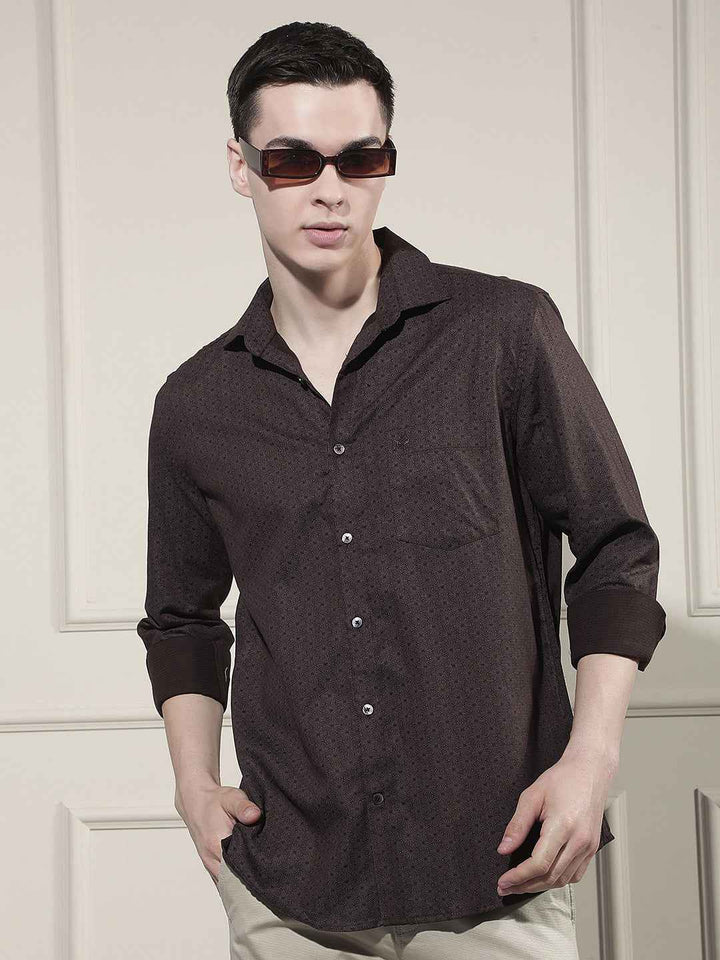 New Brown Printed Shirt