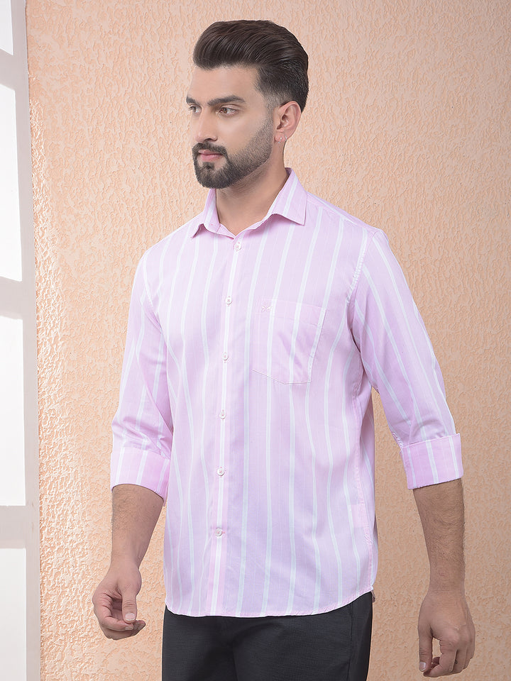Pink Vertical Striped Shirt