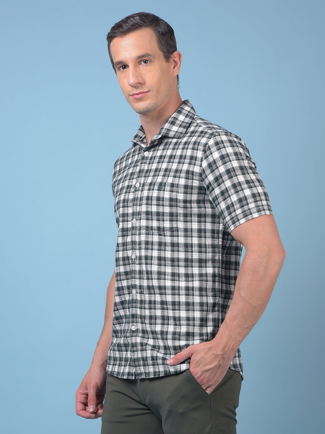 Green Checked 100% Cotton Shirt