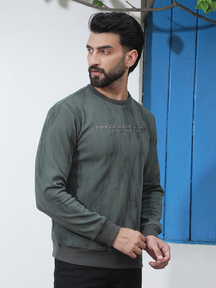 Olive Abstract Print Sweatshirt