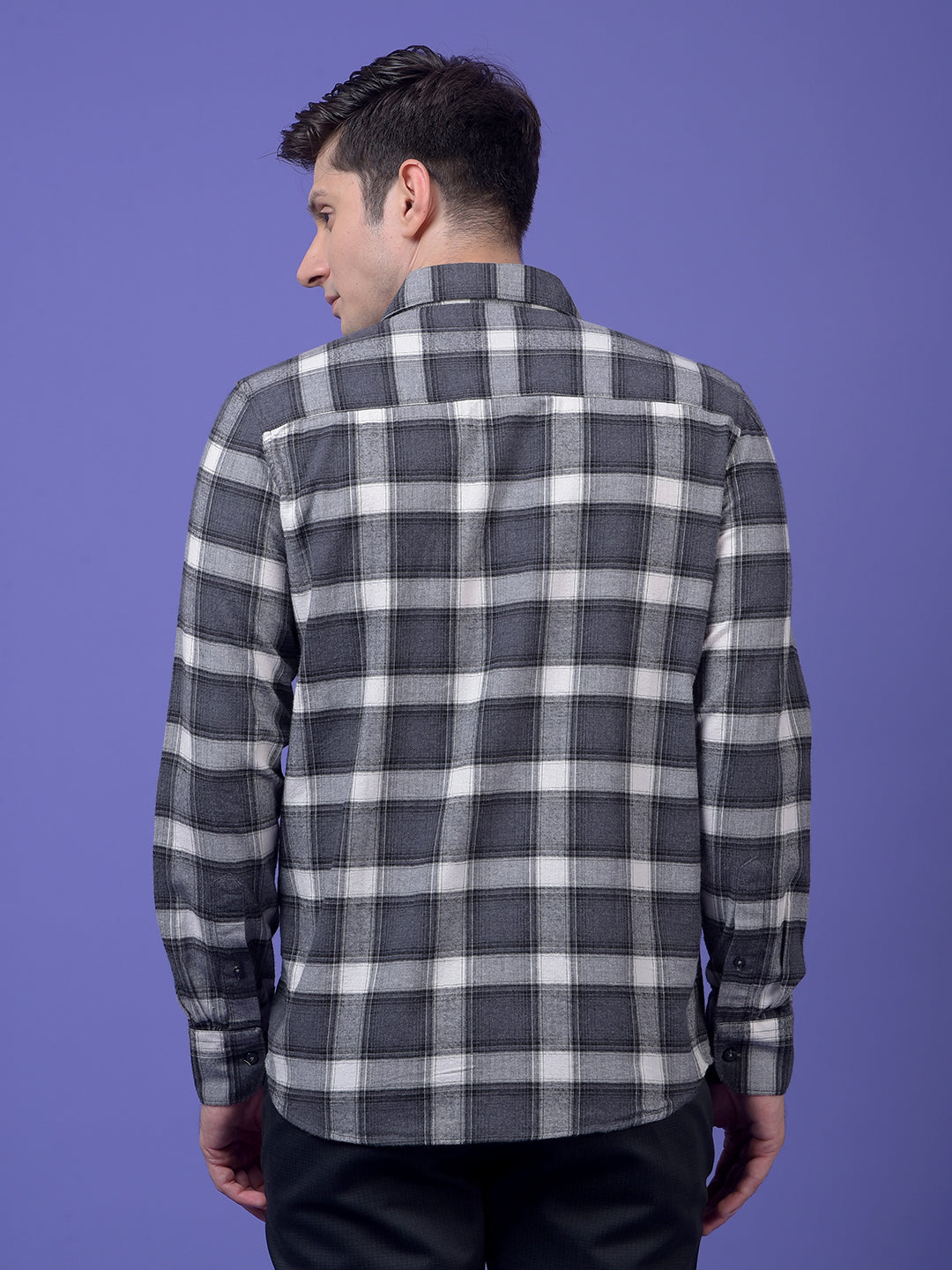 Grey Checked 100% Cotton Shirt