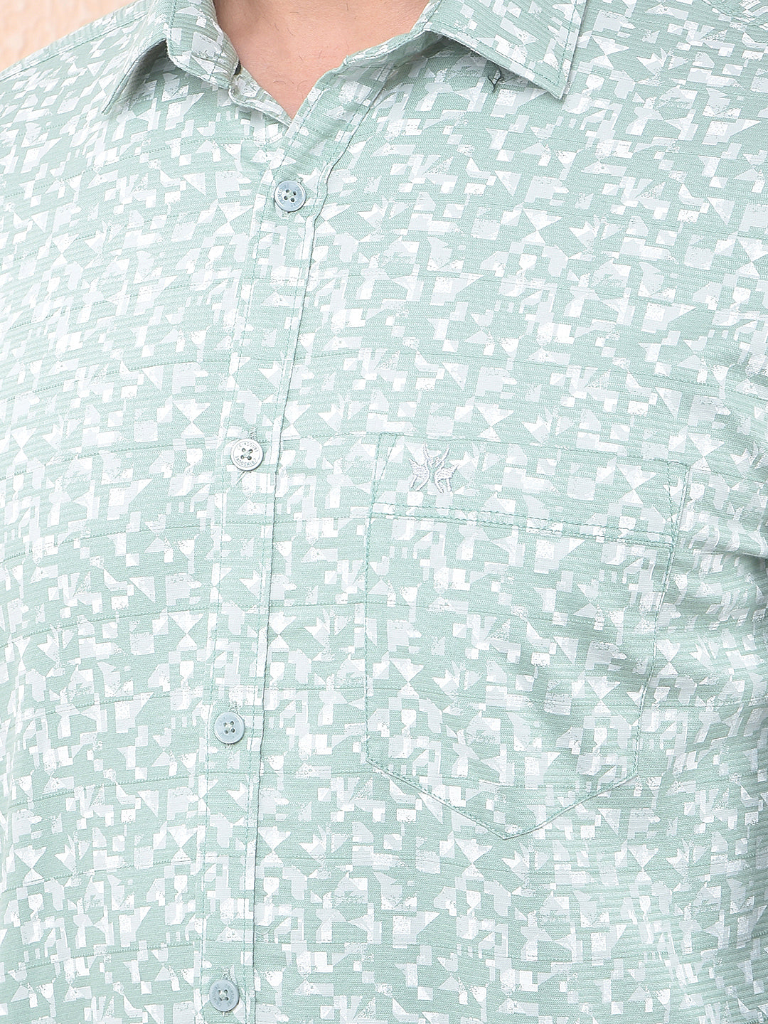 Green Printed 100% Cotton Shirt