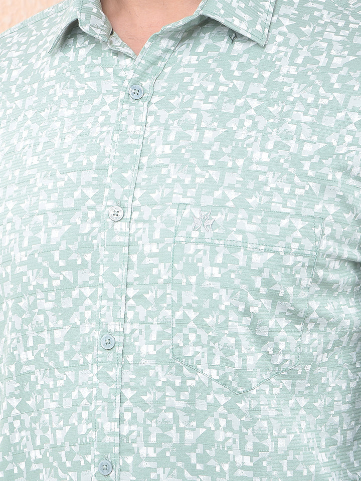Green Printed 100% Cotton Shirt