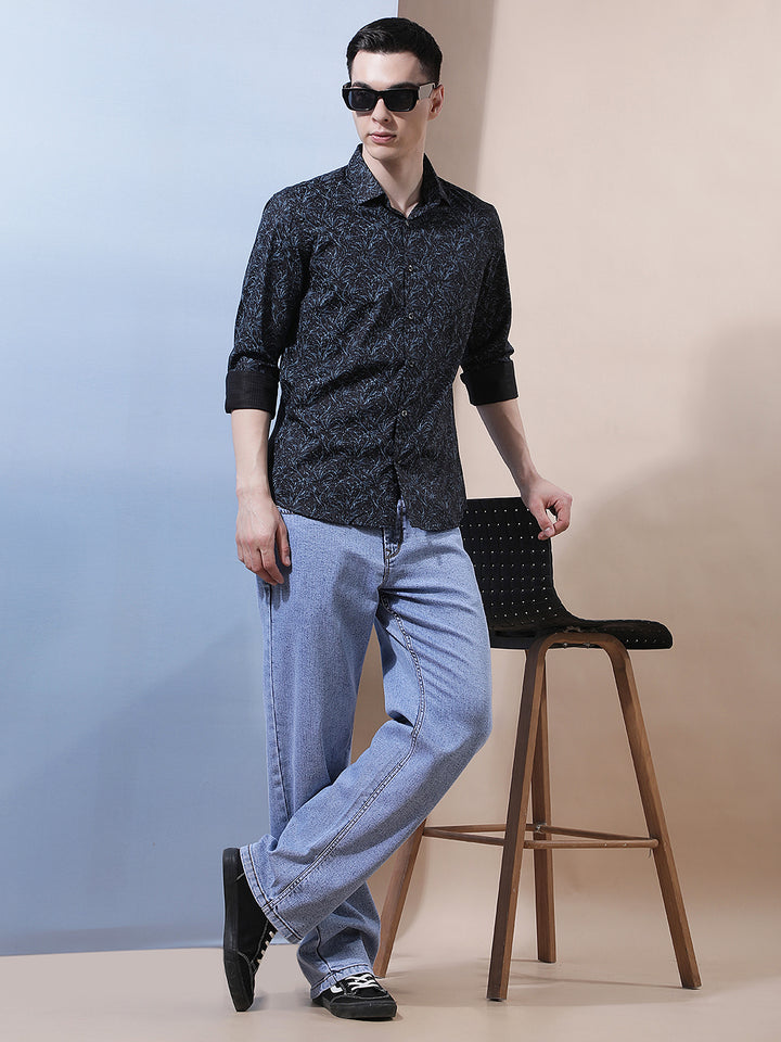 Blue Floral Print Shirt