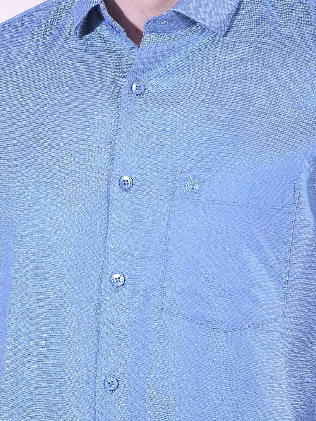Sky Blue Soft Cotton Blended Shirt