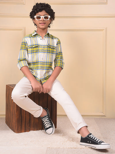 Yellow Checked 100% Cotton Shirt