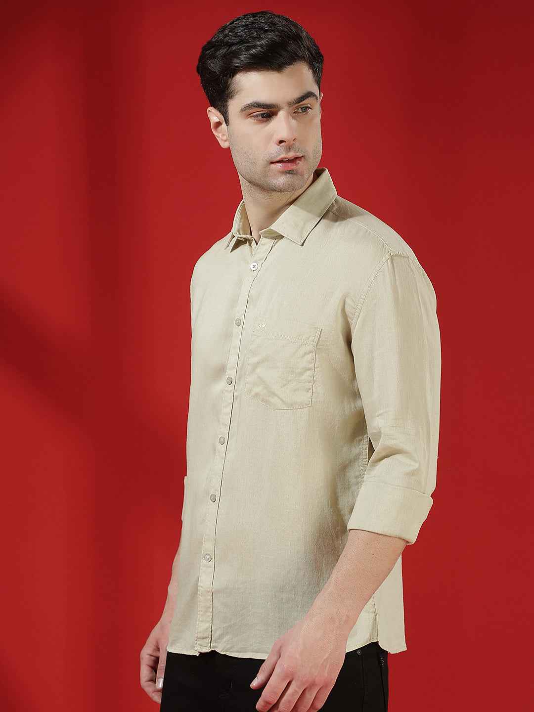 Green Minimal Linen Shirt
