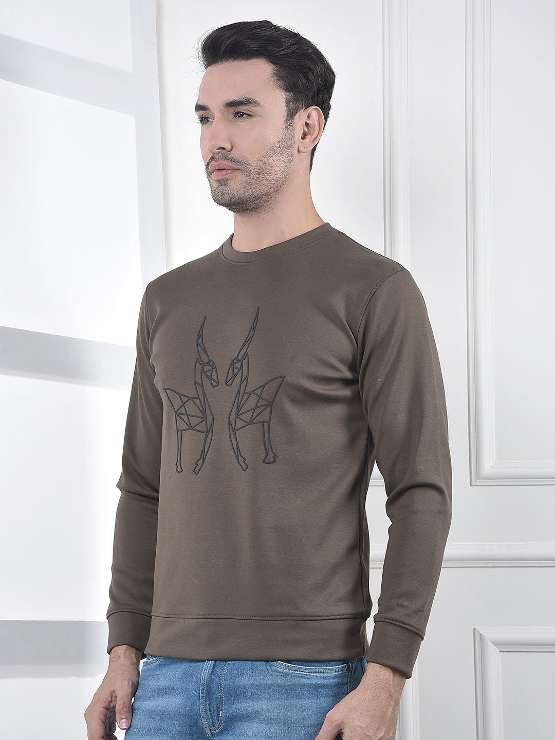 Olive Graphic Print Sweatshirt