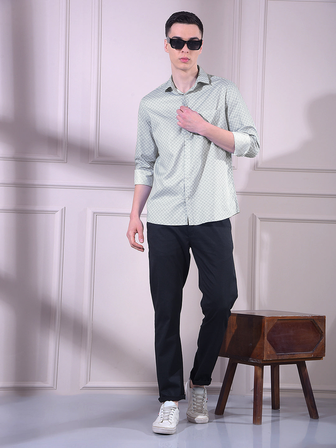 Blue Printed 100% Cotton Shirt