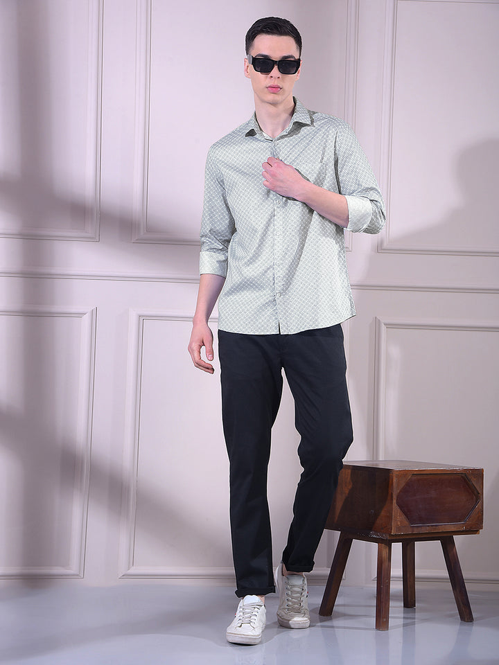 Blue Printed 100% Cotton Shirt