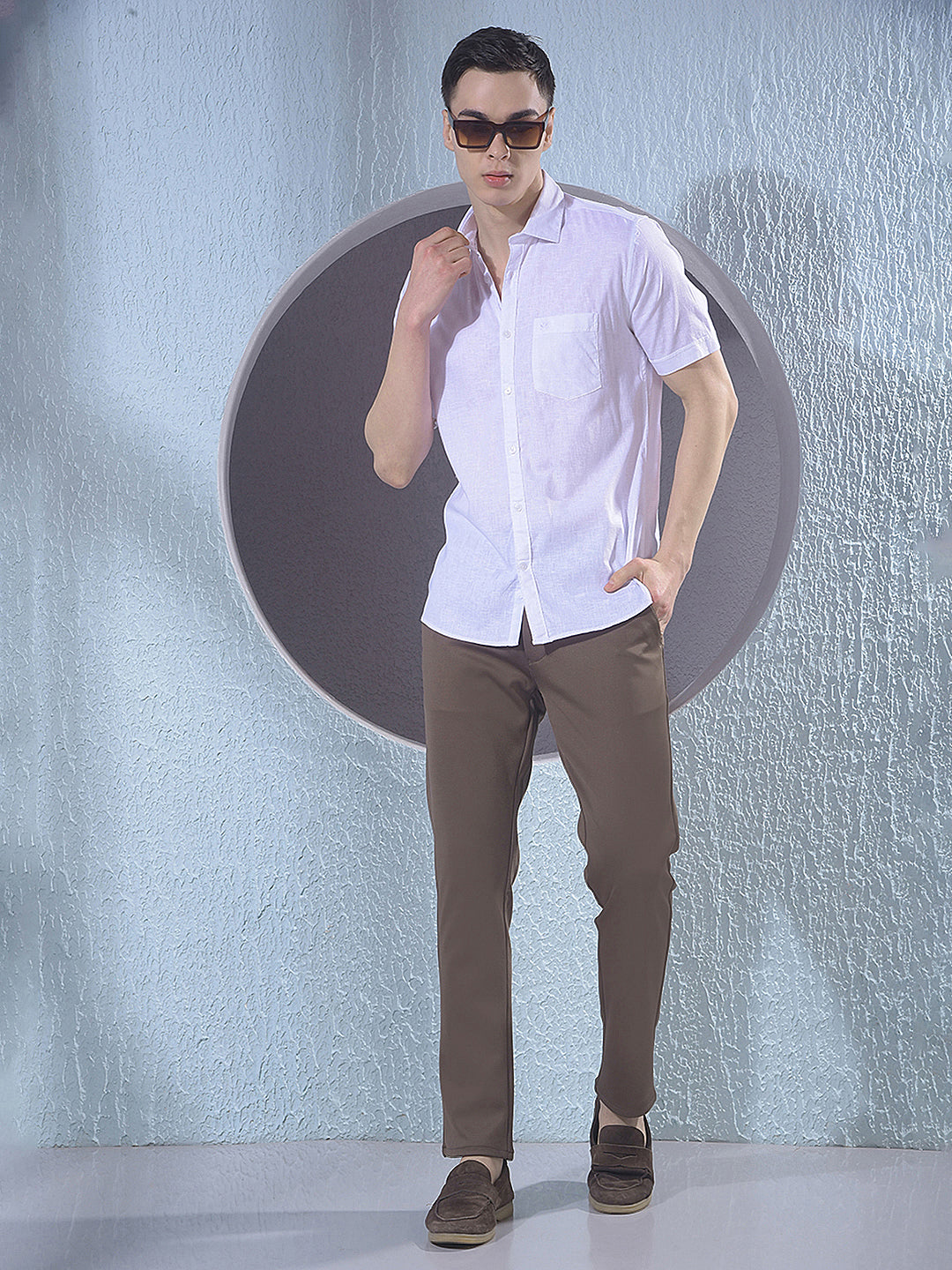 Brown Printed Knitted Trousers