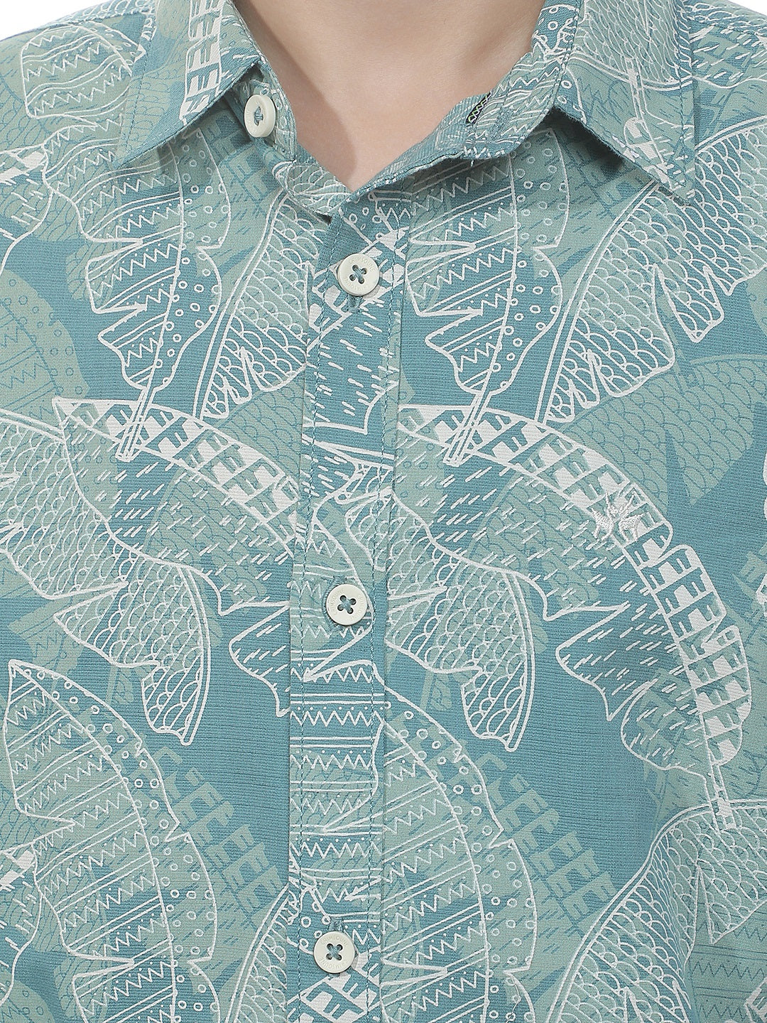 Sea Green Graphic Print Shirt