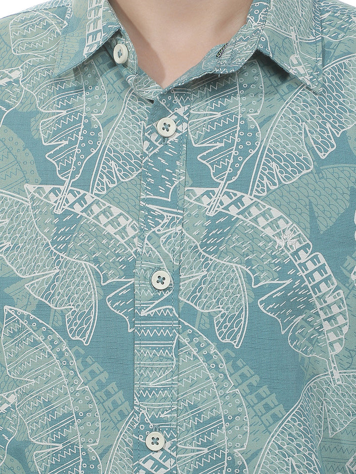 Sea Green Graphic Print Shirt