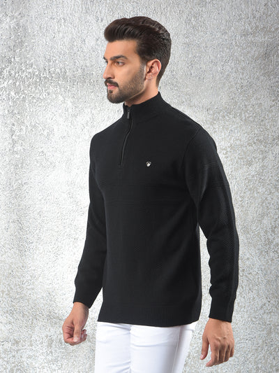 Breathable Black Knitted Sweater