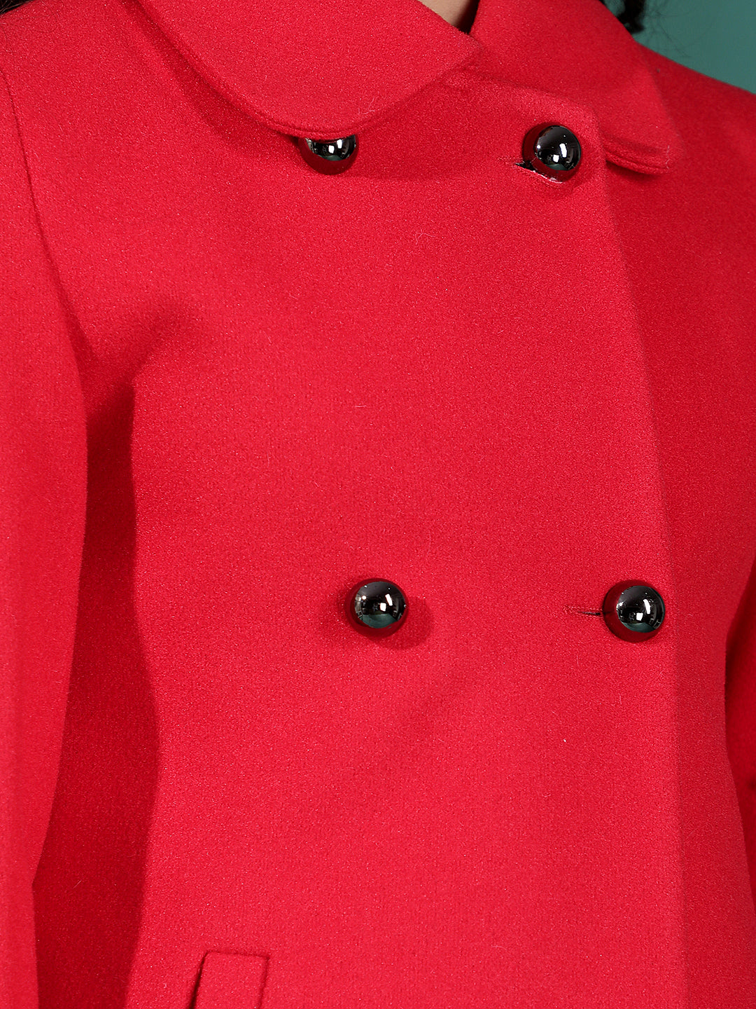 Red Mid-Thigh Length Coat