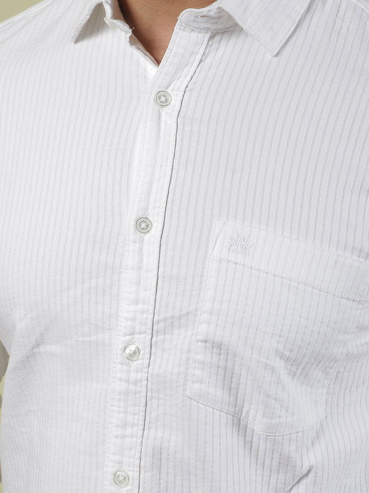 Classic Ivory White Striped Shirt