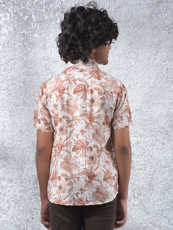 Brown Floral Print Shirt
