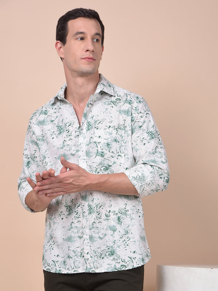 Sleek Silhouette Green Printed Shirt
