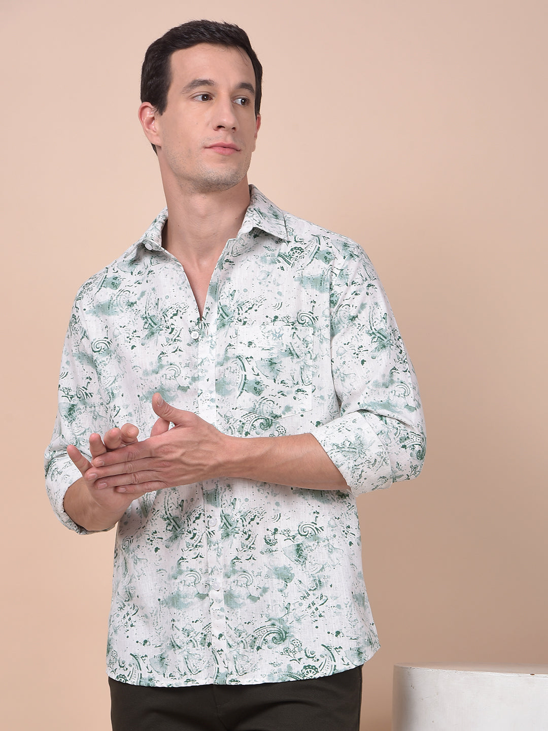 Sleek Silhouette Green Printed Shirt