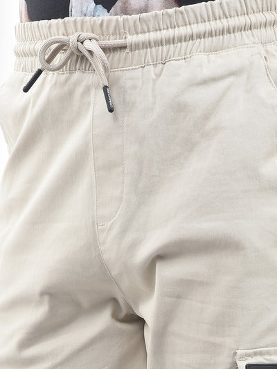 Modern Fit Beige Cargo Joggers