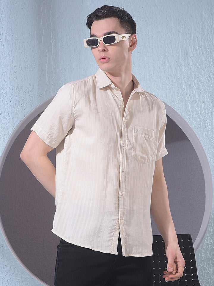 Beige Vertical Stripes Shirt