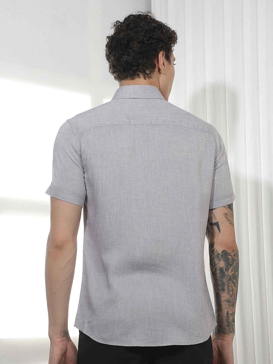Classic Grey Casual Linen Shirt