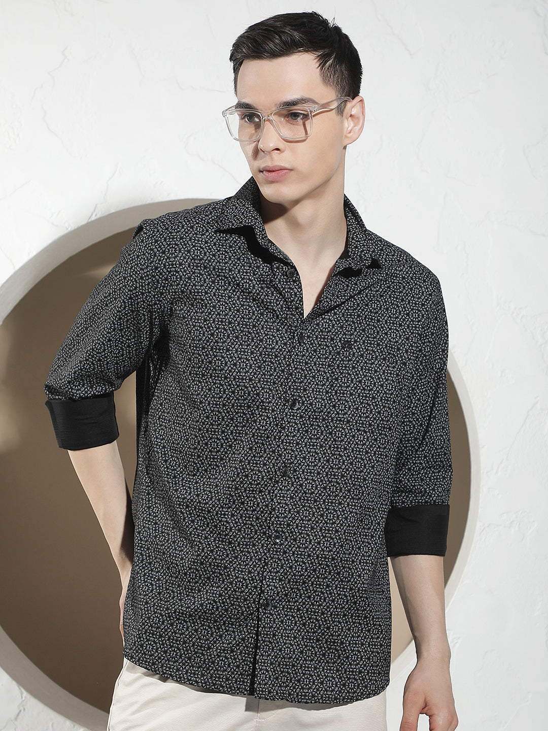 Black Printed 100% Cotton Shirt