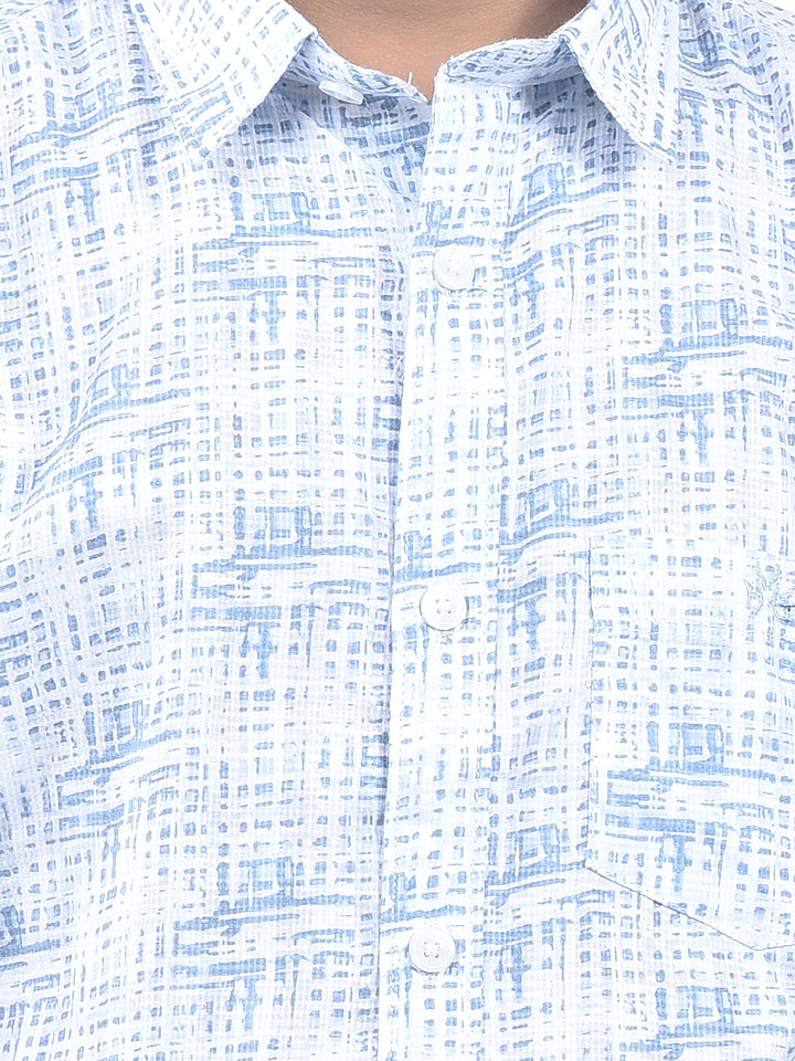 Blue Printed 100% Cotton Shirt