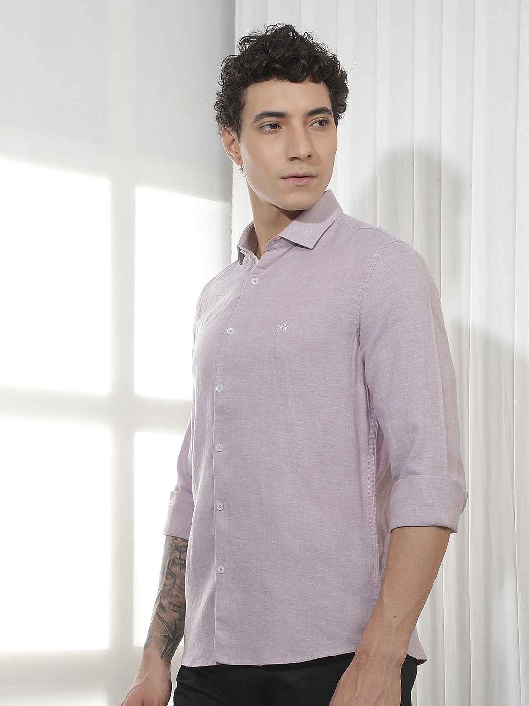 Purple Casual Linen Shirt