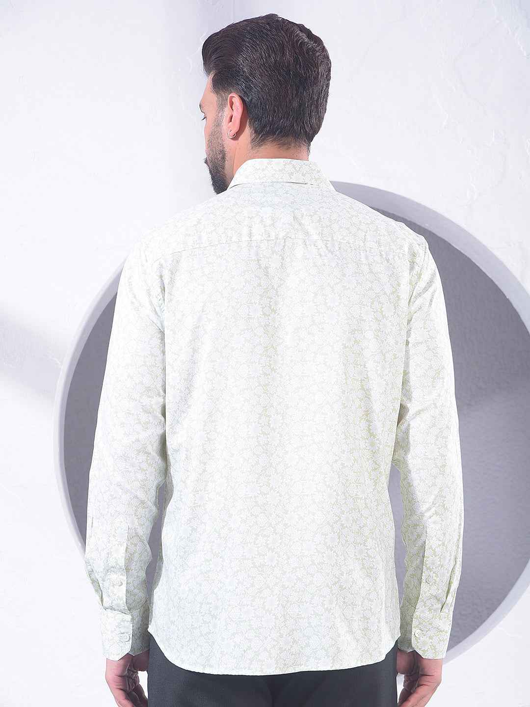 Green Floral Print Modal Shirt