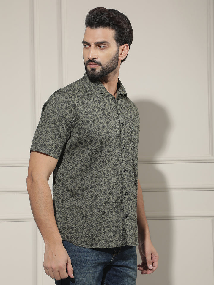 Green Floral Print Shirt